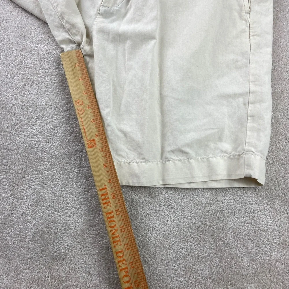Faherty Shorts Mens 35(Fits 36) Beige Linen Blend Flat Front Casual Summer Beach